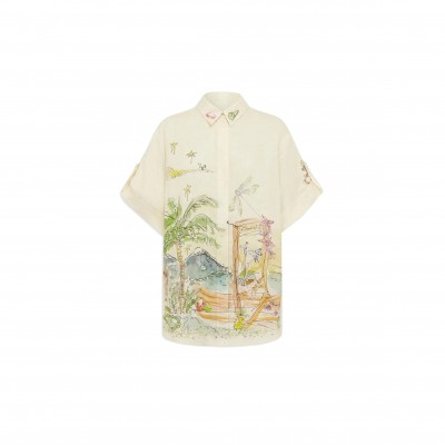 ALEMAI PRINTED LOOSE SHORT-SLEEVE SHIRT